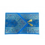 Indian Silk Table Runner with 6 Placemats & 6 Coaster in Blue Color Size 16x62